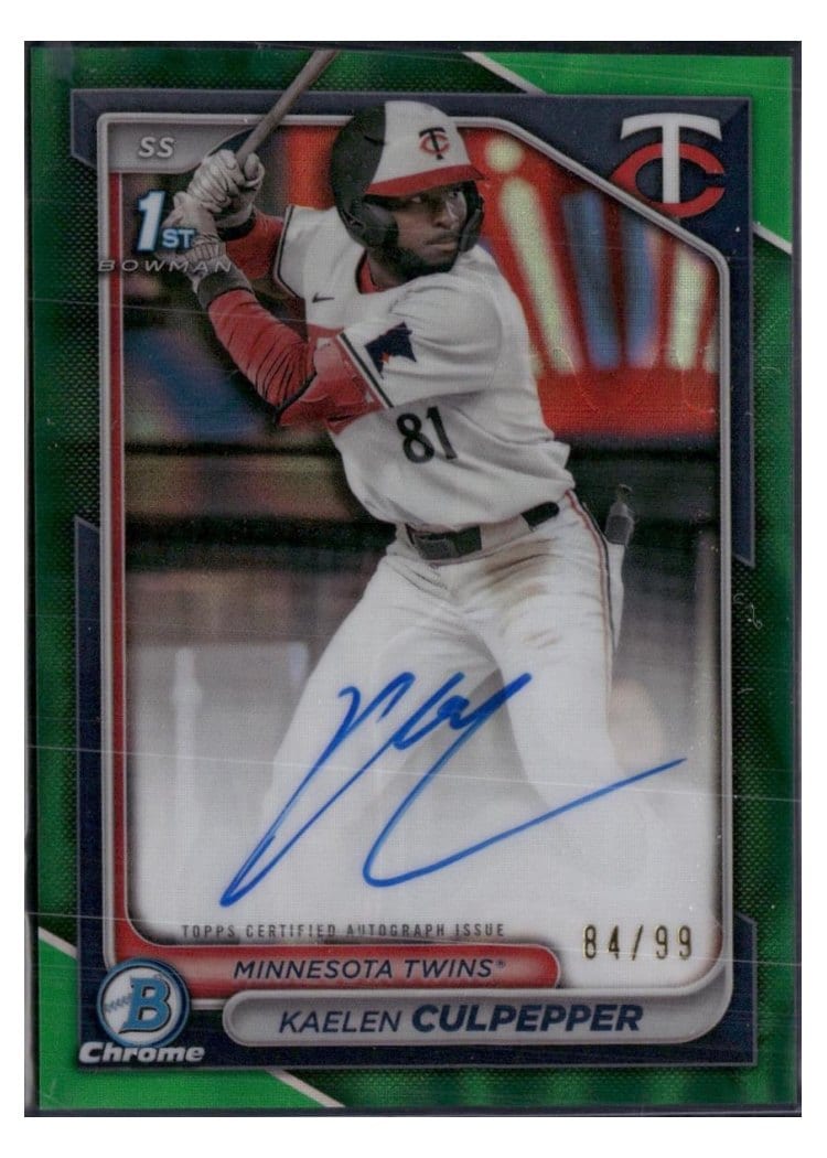 2024 Bowman Draft Chrome Prospect Autographs Kaelen Culpepper Green Lava Refractor #CPA-KC card