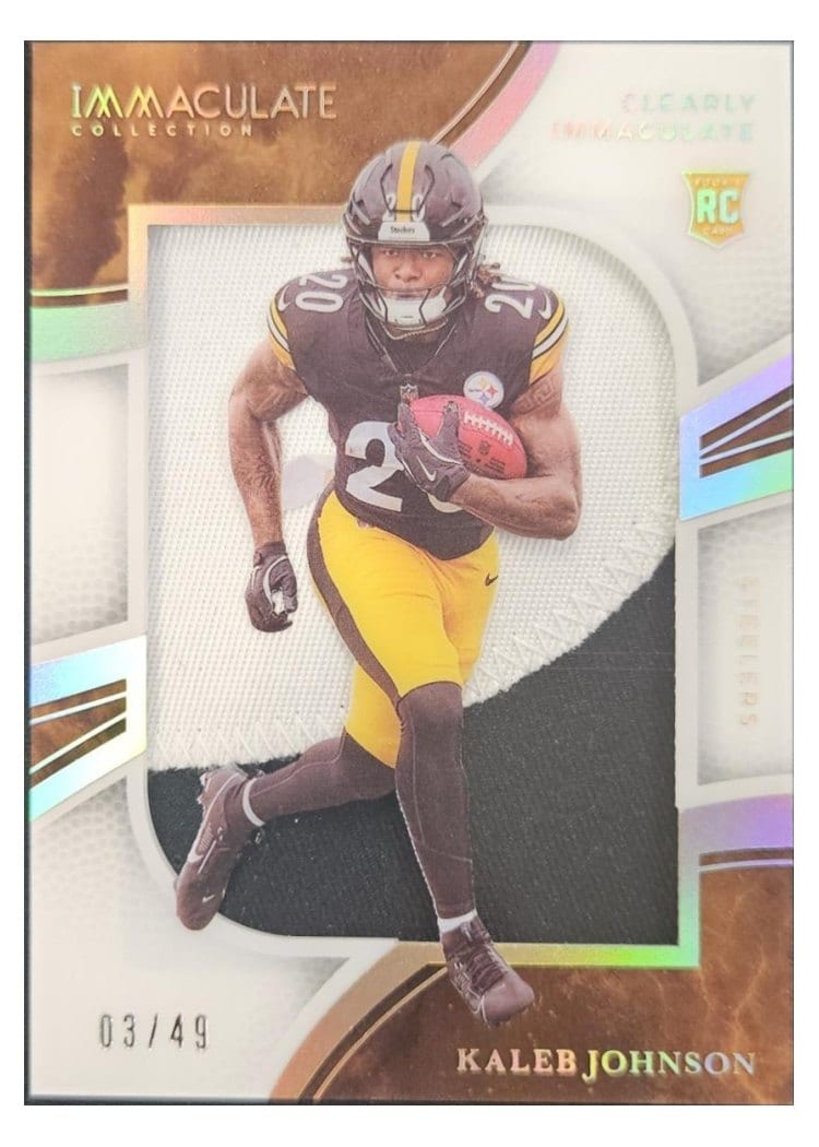 2025 Panini Immaculate Clearly Immaculate Rookie Jerseys Kaleb Johnson #18 card