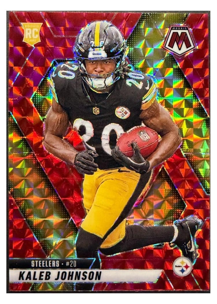 2025 Panini Mosaic Base Set Kaleb Johnson Red Sparkle #315 card