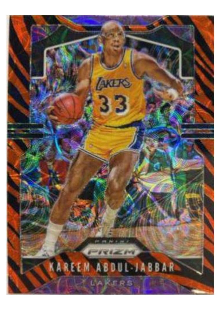 2019-20 Panini Prizm Base Set Kareem Abdul-Jabbar Tiger Stripe Choice Prizm #20 card