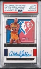 2021-22 Panini One and One 75th Team Signatures Kareem Abdul-Jabbar #75-KAJ card