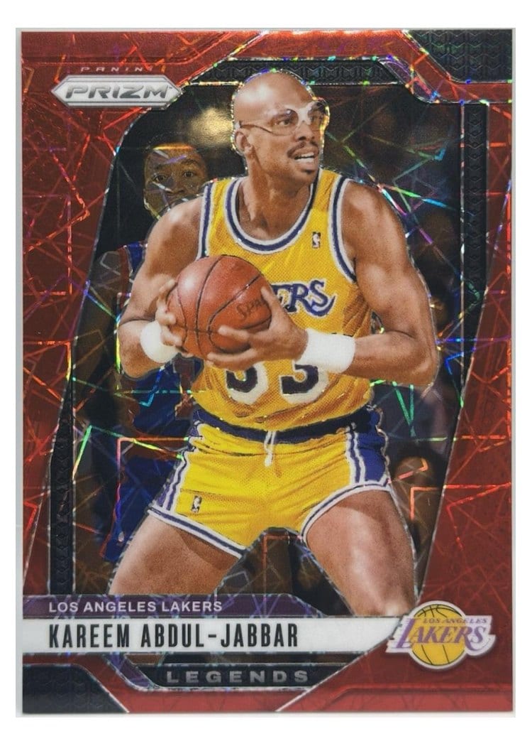 2024-25 Panini Prizm Base Set Kareem Abdul-Jabbar Red Lazer #279 card