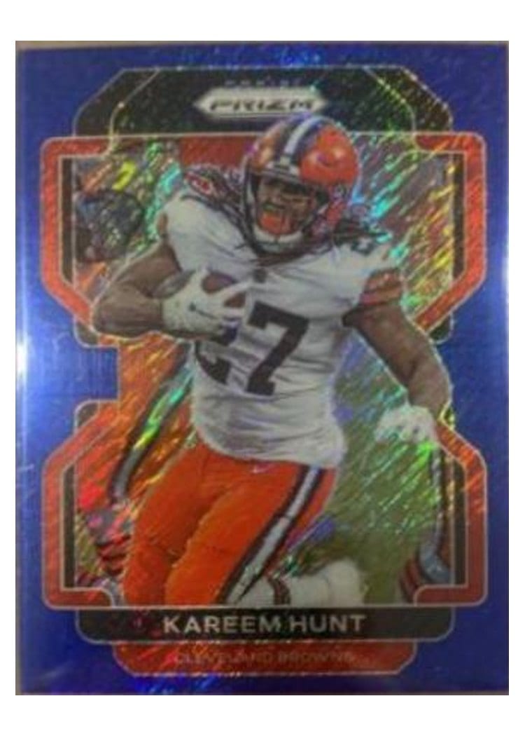 2021 Panini Prizm Base Set Kareem Hunt Blue Shimmer #265 card