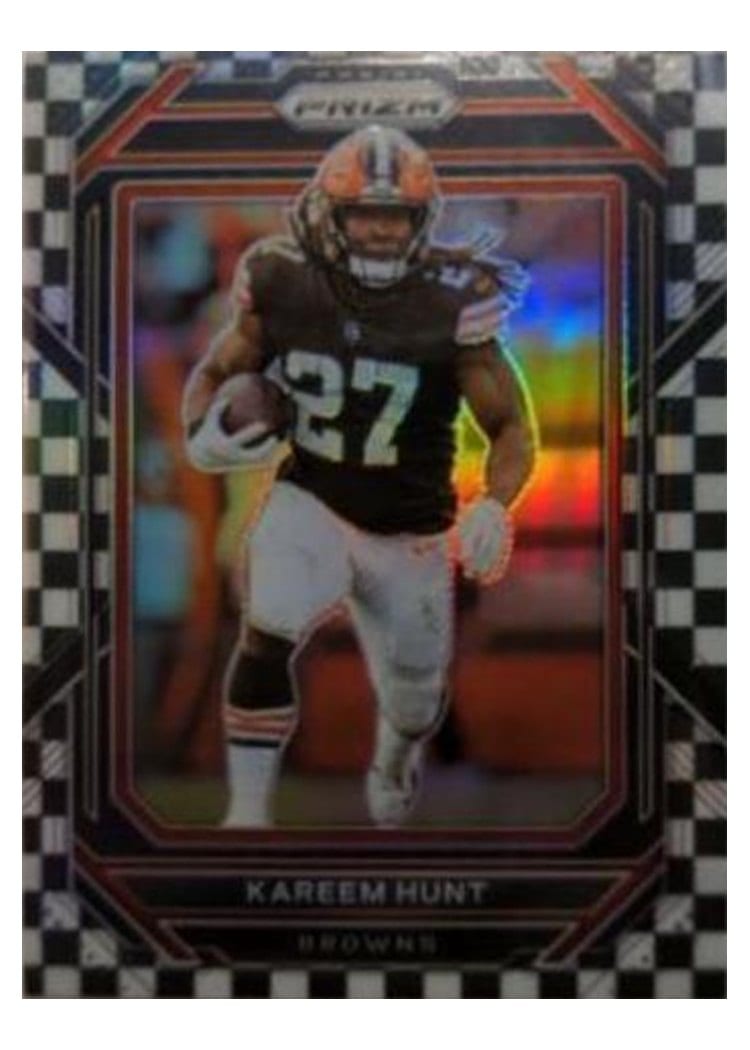 2022 Panini Prizm Base Set Kareem Hunt Black White Checker #68 card