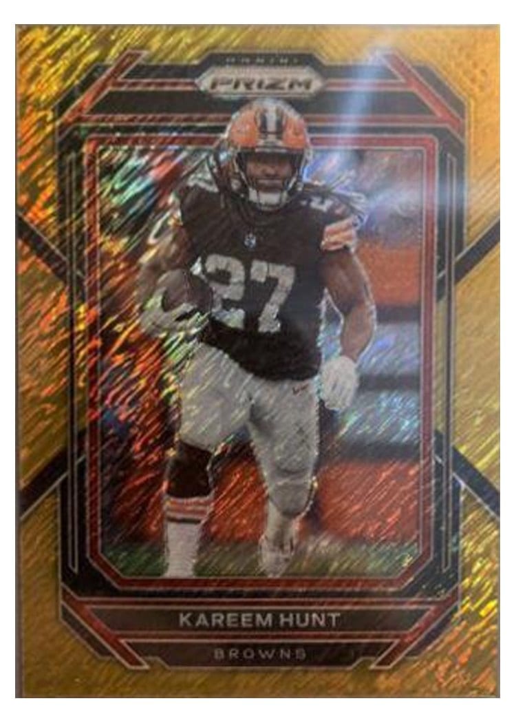 2022 Panini Prizm Base Set Kareem Hunt Gold Shimmer #68 card