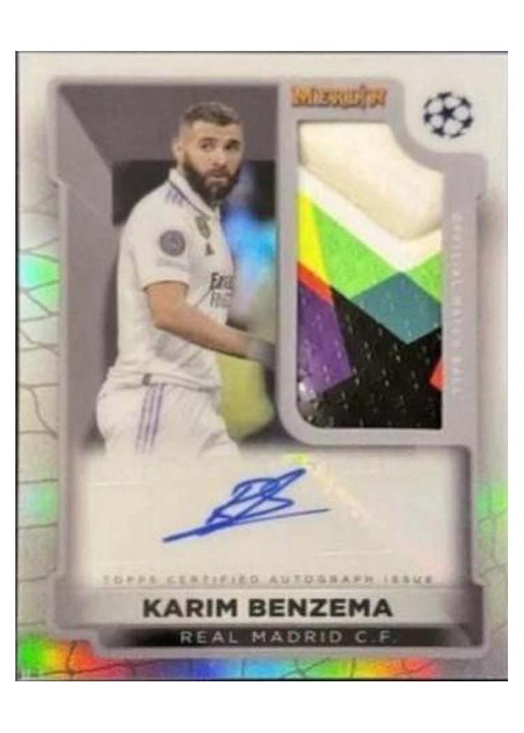 2022 Topps Merlin Chrome UEFA Club Competitions Match Ball Signatures Karim Benzema #MBS-KB card
