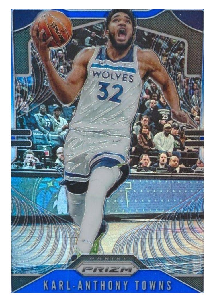 2019-20 Panini Prizm Base Set Karl-Anthony Towns Blue Prizm #161 card