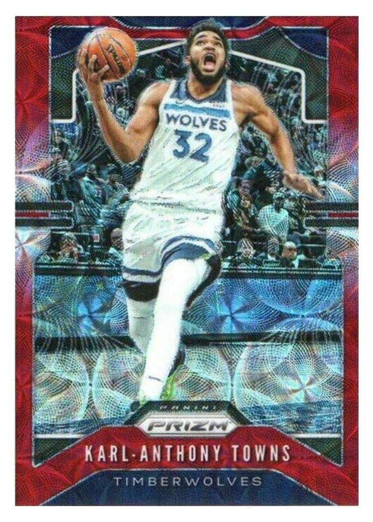 2019-20 Panini Prizm Base Set Karl-Anthony Towns Red Choice Prizm #161 card