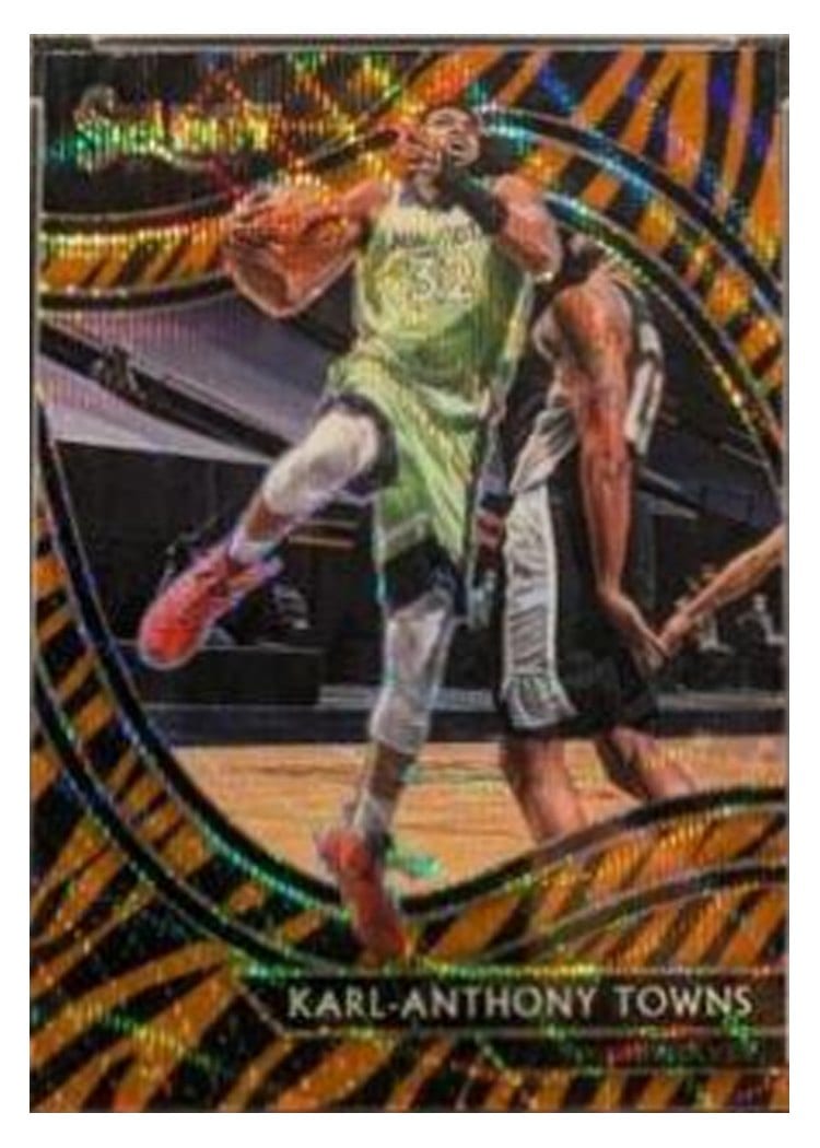 2020-21 Panini Select Base Set Karl-Anthony Towns Tiger Prizm #222 card