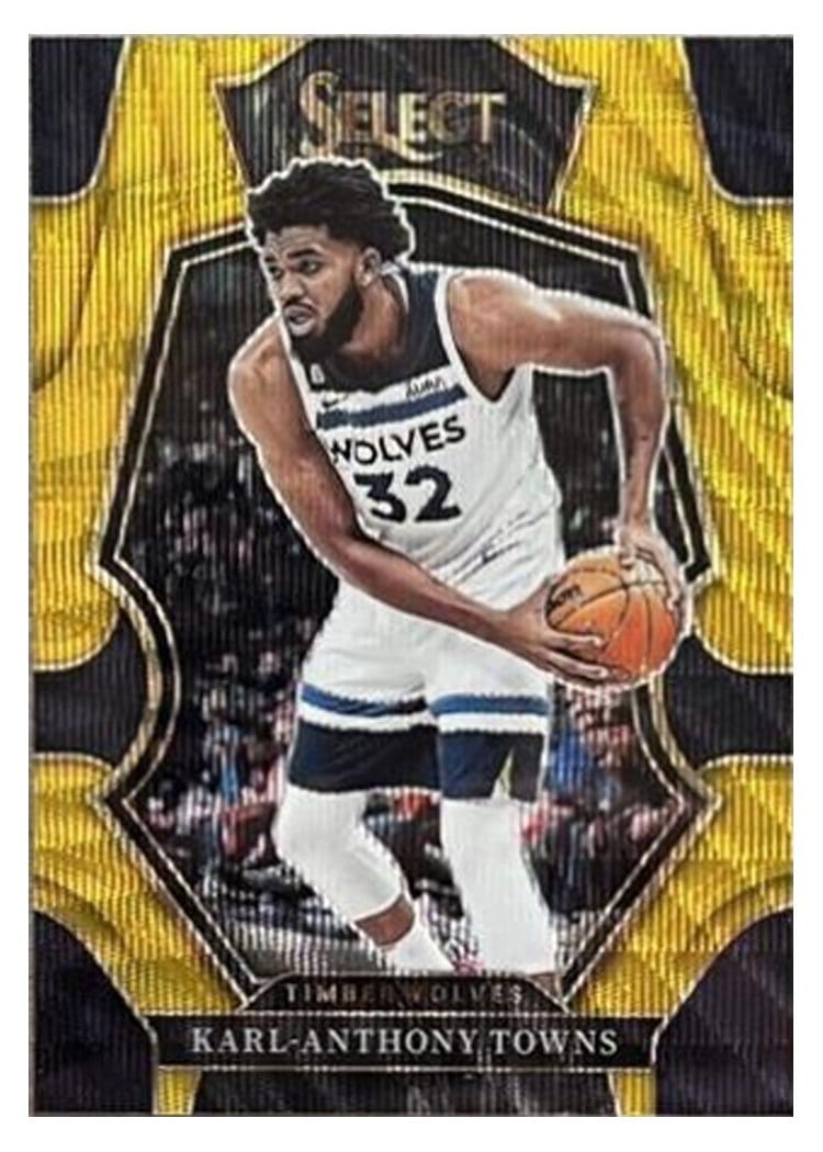 2022-23 Panini Select Base Set Karl-Anthony Towns Gold Wave Prizm #112 card