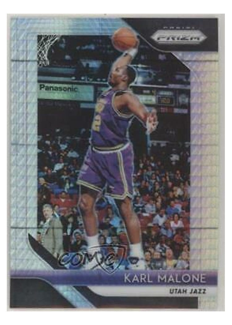 2018-19 Panini Prizm Base Set Karl Malone Hyper Prizm #75 card