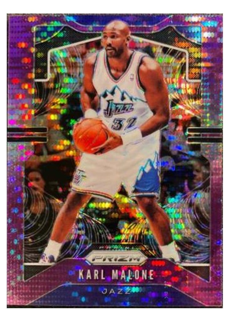 2019-20 Panini Prizm Base Set Karl Malone Purple Pulsar Prizm #19 card