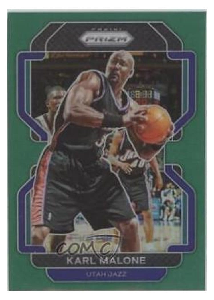 2021-22 Panini Prizm Base Set Karl Malone Green Prizm #259 card