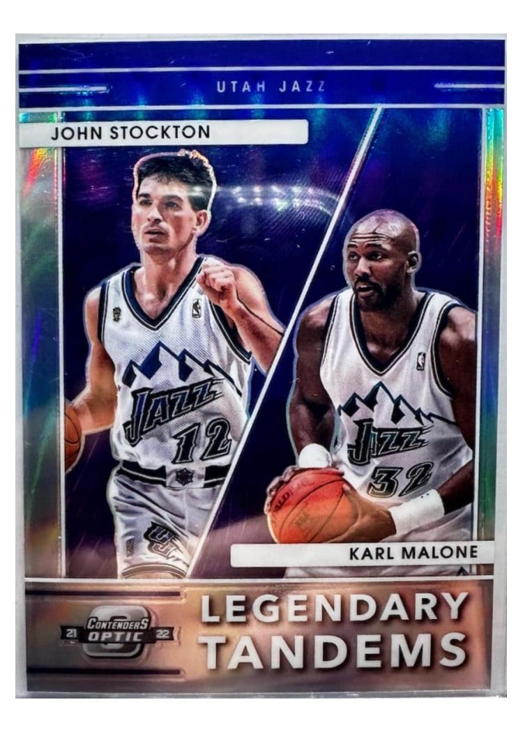 2021-22 Panini Contenders Optic Legendary Tandems Karl Malone / John Stockton #1 card