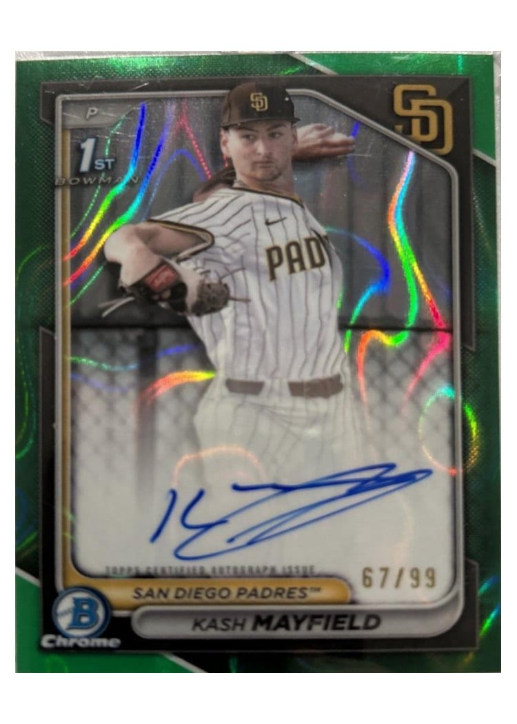 2024 Bowman Draft Chrome Prospect Autographs Kash Mayfield Green Sapphire #CPA-KM card