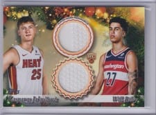 2025-26 Topps Holiday Dual Player Relics Kasparas Jakučionis / Will Riley #DPR-KJ card