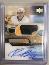 2021-22 Upper Deck Premier Acetate Rookie Autograph Patch Kasper Bjorkqvist #AR-KB card