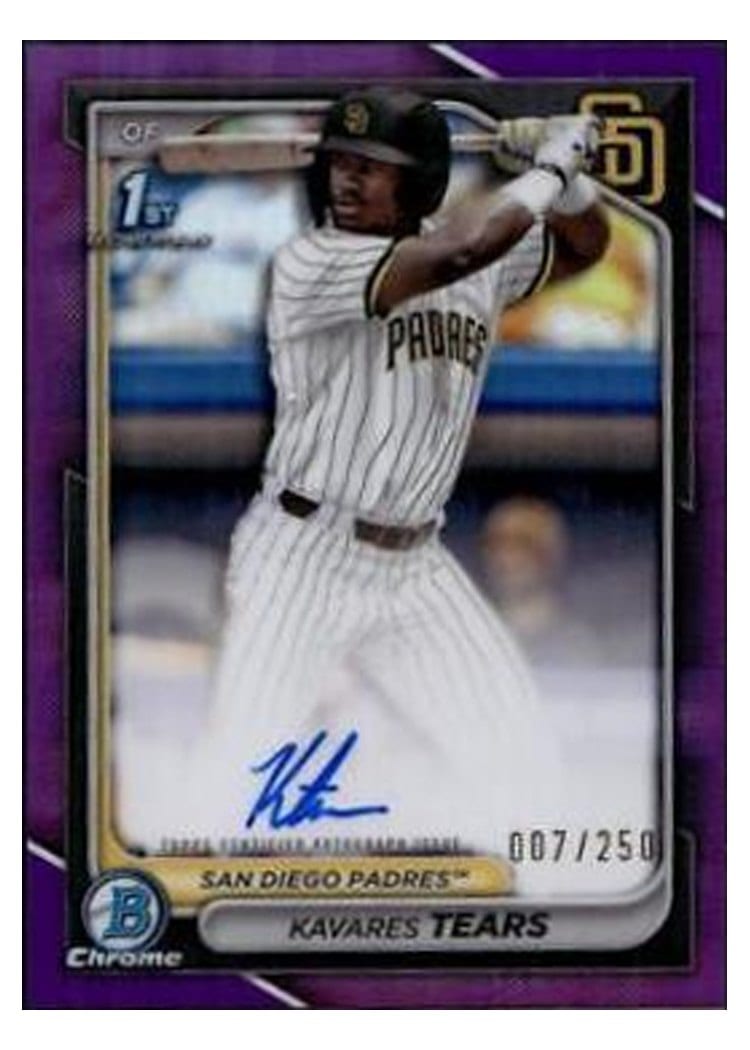 2024 Bowman Draft Chrome Prospect Autographs Kavares Tears Purple Refractor #CPA-KT