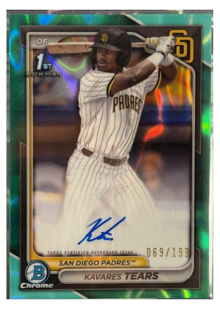 2024 Bowman Draft Chrome Prospect Autographs Kavares Tears Aqua Lava Refractor #CPA-KT