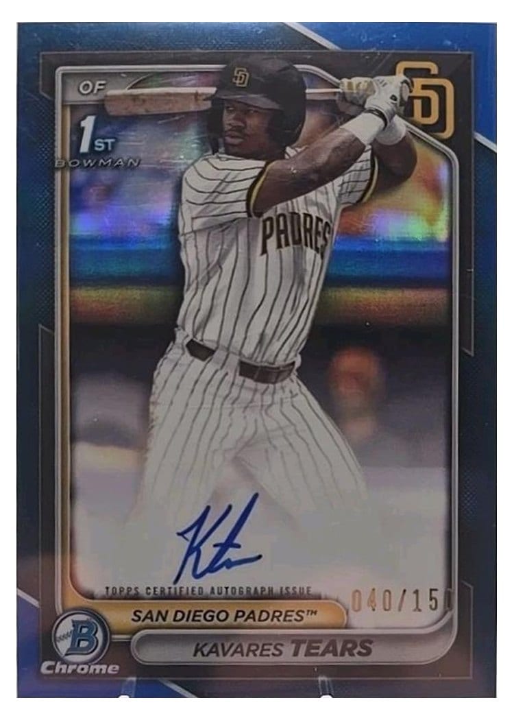 2024 Bowman Draft Chrome Prospect Autographs Kavares Tears Blue Refractor #CPA-KT