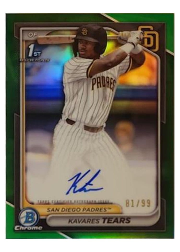 2024 Bowman Draft Chrome Prospect Autographs Kavares Tears Green Refractor #CPA-KT