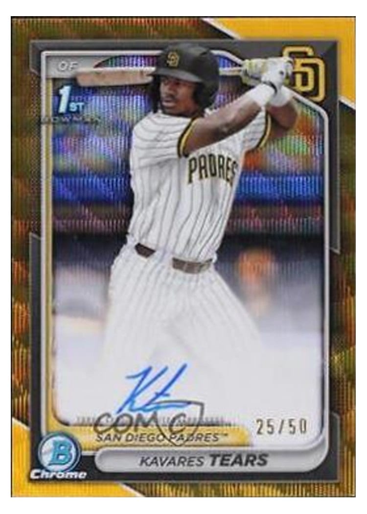 2024 Bowman Draft Chrome Prospect Autographs Kavares Tears Gold Wave Refractor #CPA-KT