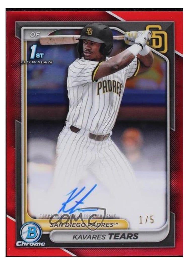 2024 Bowman Draft Chrome Prospect Autographs Kavares Tears Red Refractor #CPA-KT