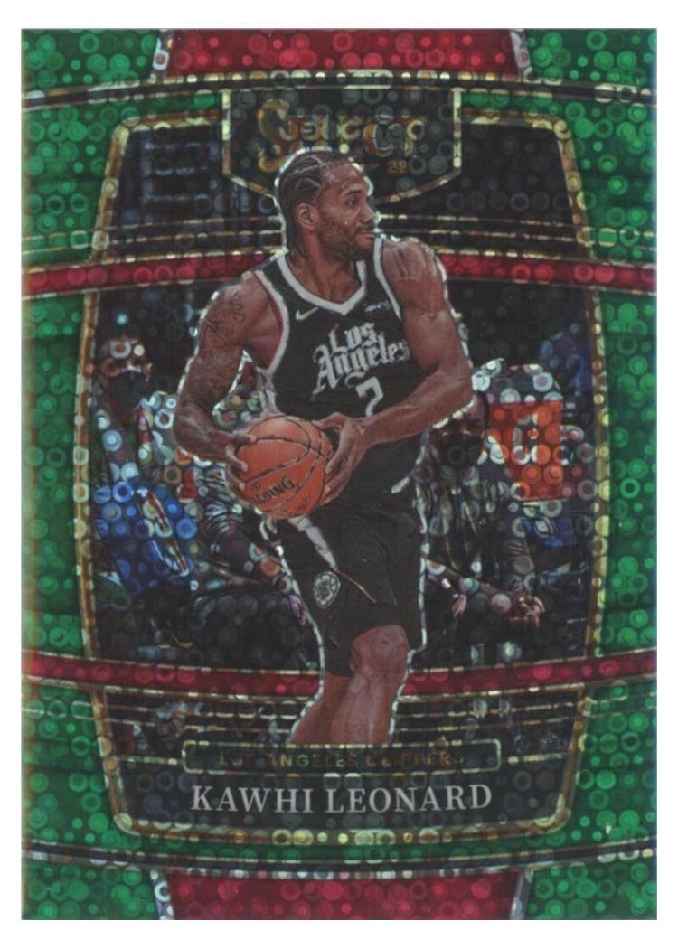 2021-22 Panini Select Base Set Kawhi Leonard Green Disco Prizm #20 card