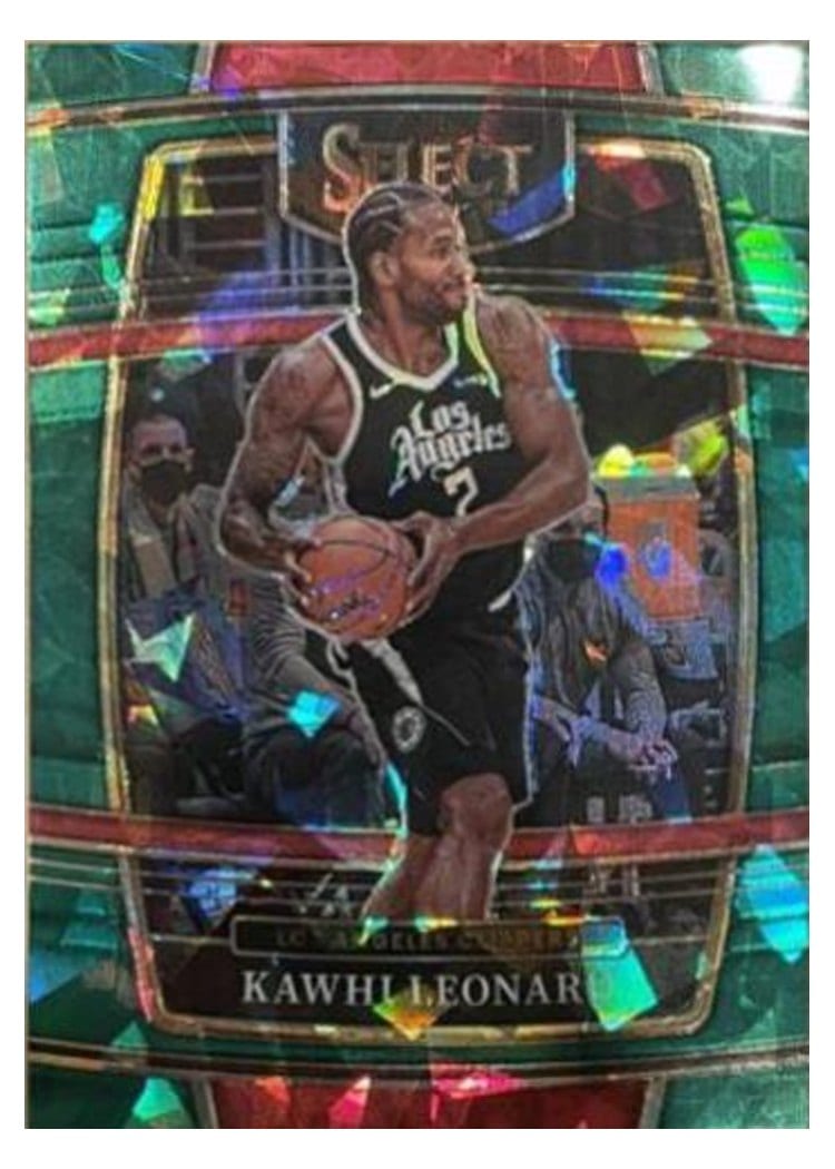 2021-22 Panini Select Base Set Kawhi Leonard Green Ice Prizm #20 card