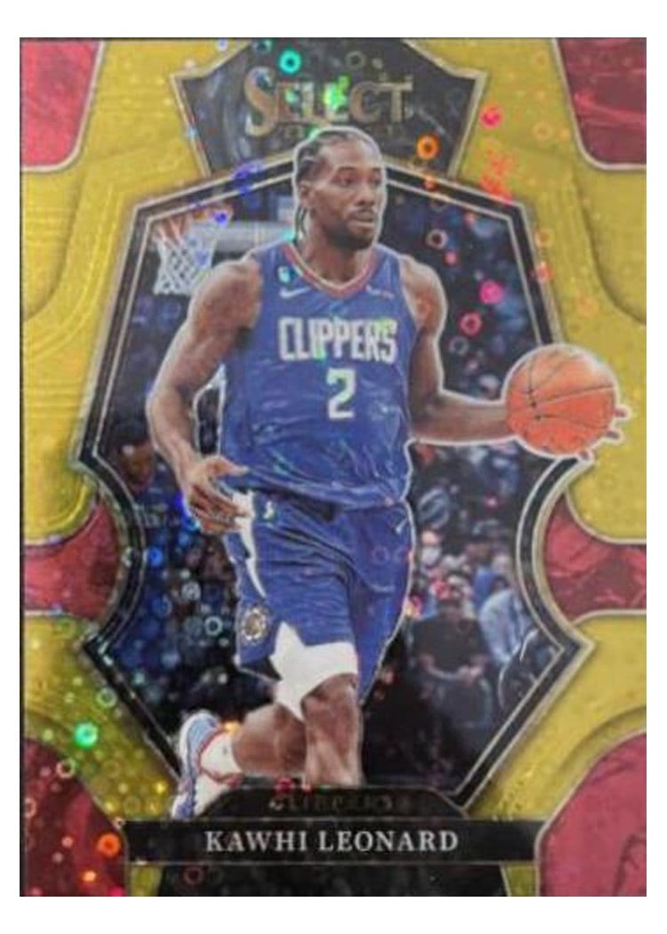 2022-23 Panini Select Base Set Kawhi Leonard Gold Disco Prizm #265 card