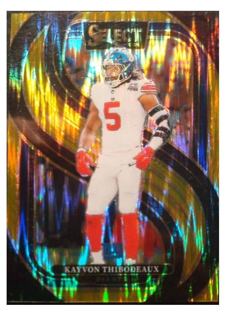 2024 Panini Select Base Set Kayvon Thibodeaux Gold Prizm Shock #175 card