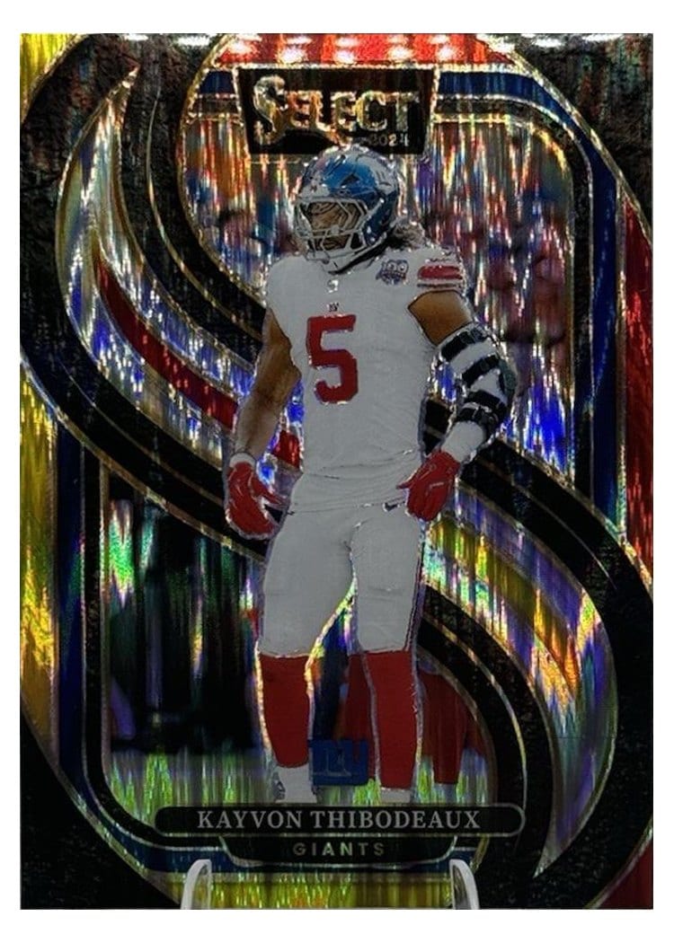 2024 Panini Select Base Set Kayvon Thibodeaux Red Yellow Prizm Shock #175 card