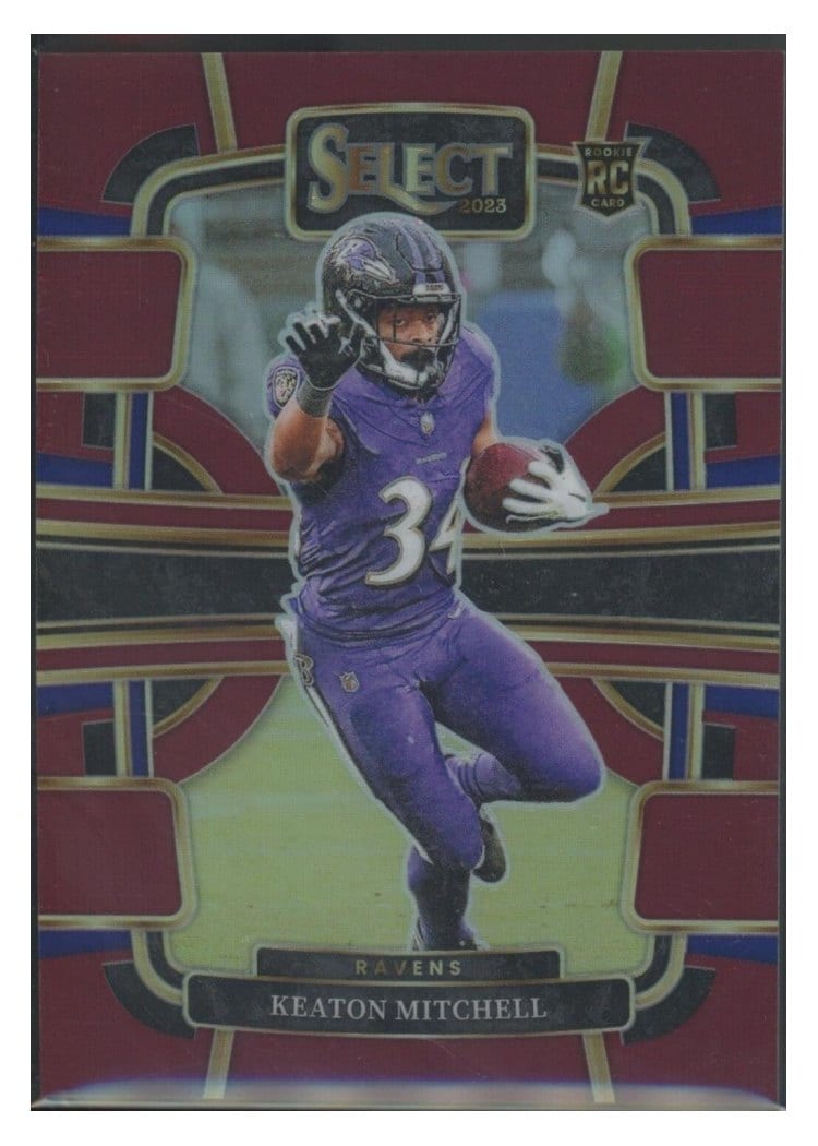 2023 Panini Select Base Set Keaton Mitchell Maroon Prizm #10 card