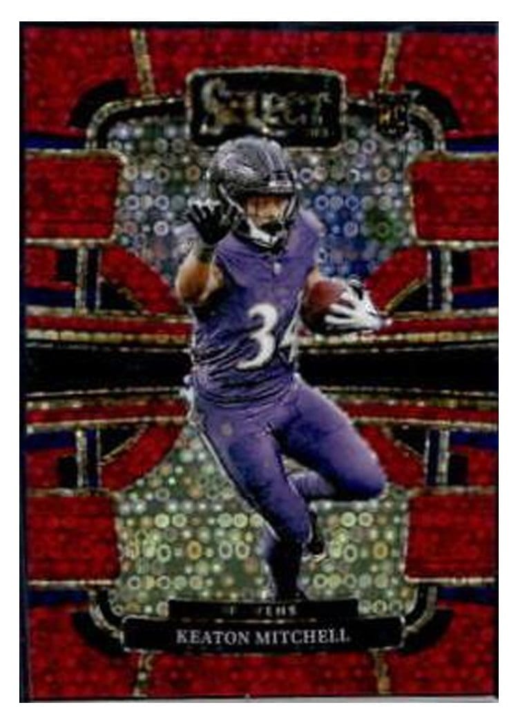 2023 Panini Select Base Set Keaton Mitchell Disco Red Prizm #10 card