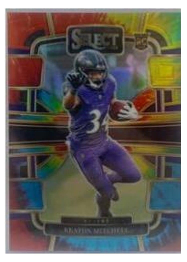 2023 Panini Select Base Set Keaton Mitchell Tie-Dye Prizm #10 card