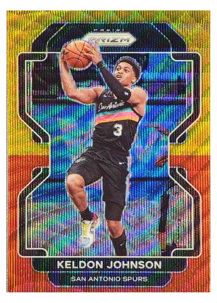 2021-22 Panini Prizm Base Set Keldon Johnson Red Gold Wave #210 card