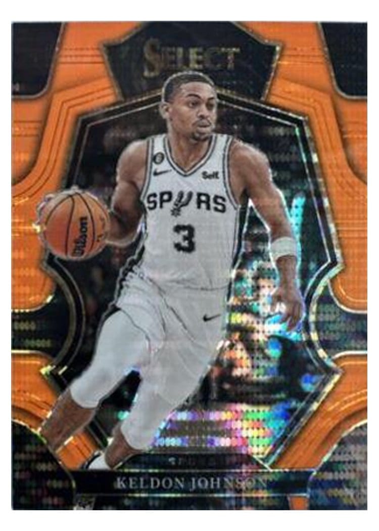 2022-23 Panini Select Base Set Keldon Johnson Neon Orange Pulsar Prizm #254 card