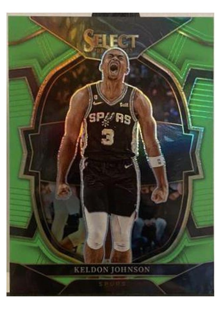 2022-23 Panini Select Base Set Keldon Johnson Neon Green Prizm #54 card