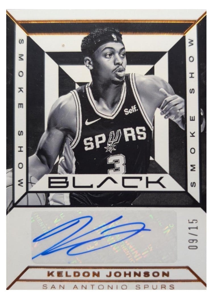 2023-24 Panini Black Smoke Show Signatures Keldon Johnson #SSS-KS card