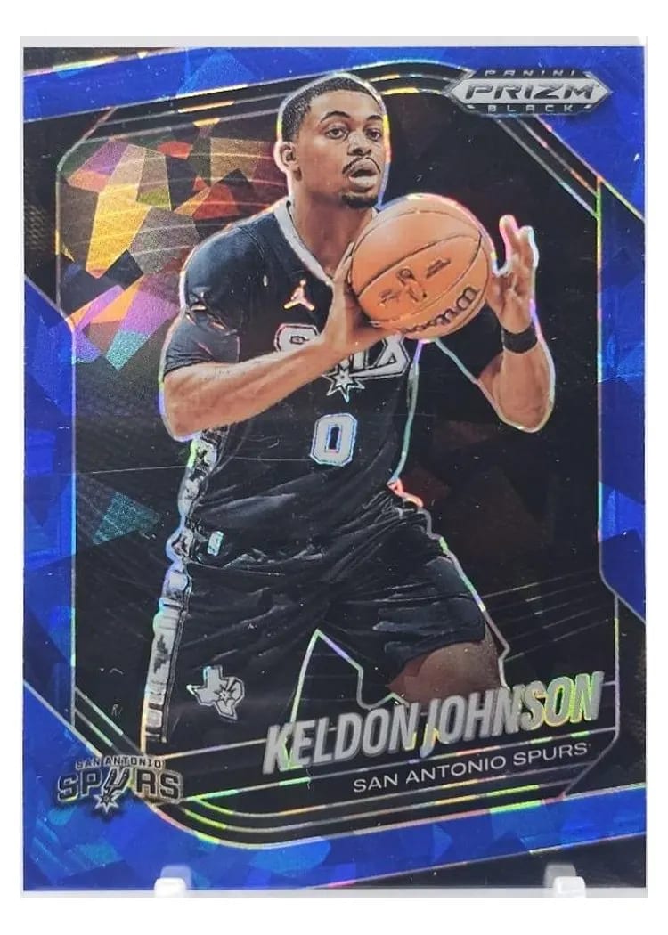2024-25 Panini Prizm Black Base Set Keldon Johnson Blue Ice #83 card