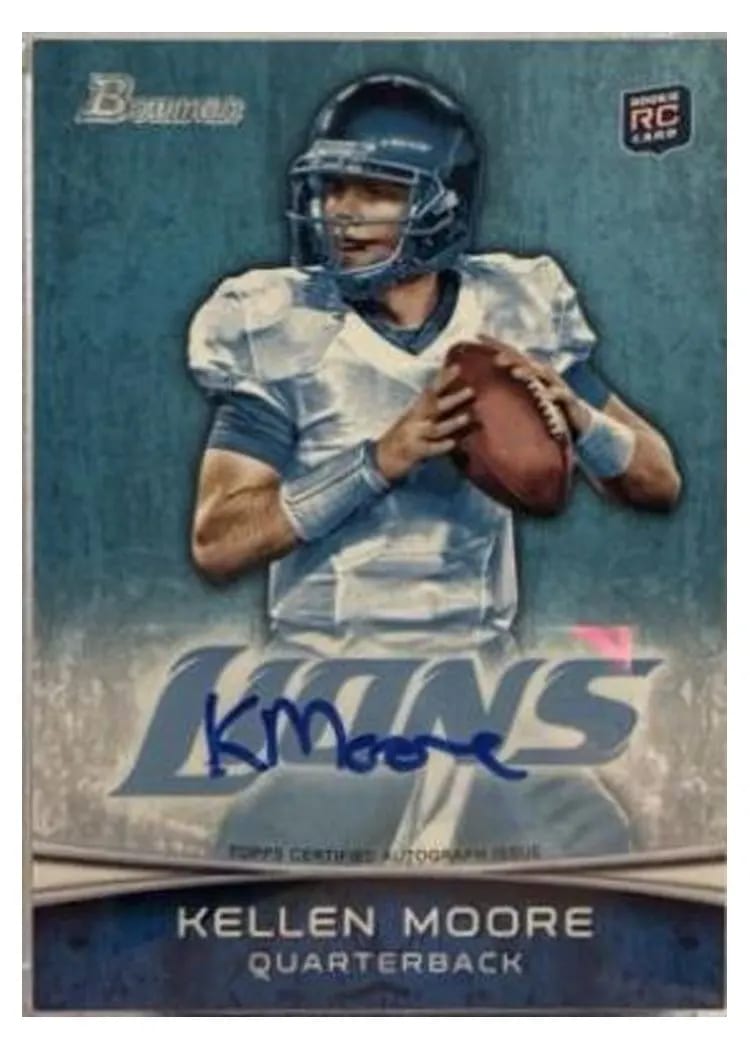 2012 Bowman Kellen Moore White Jersey Autograph #107 card