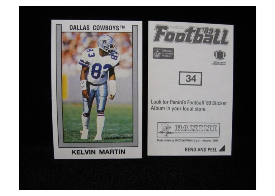 1989 Panini Sticker Kelvin Martin #34 card
