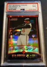 2001 Bowman Chrome Ken Griffey Jr. Xfractor #107 card