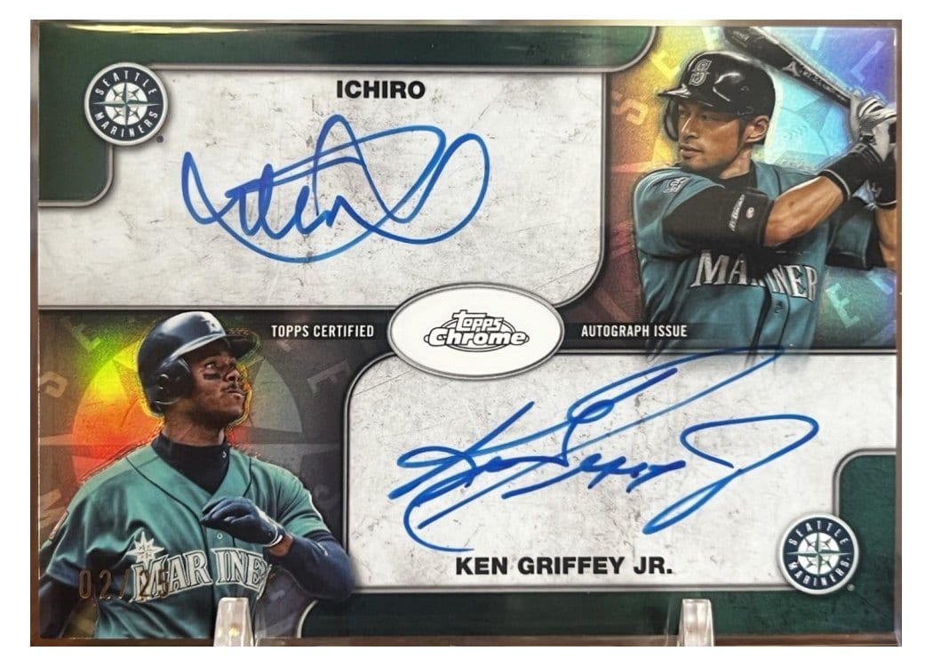 2025 Topps Chrome Dual Autographs Ken Griffey Jr. / Ichiro #CDA-IGJ card