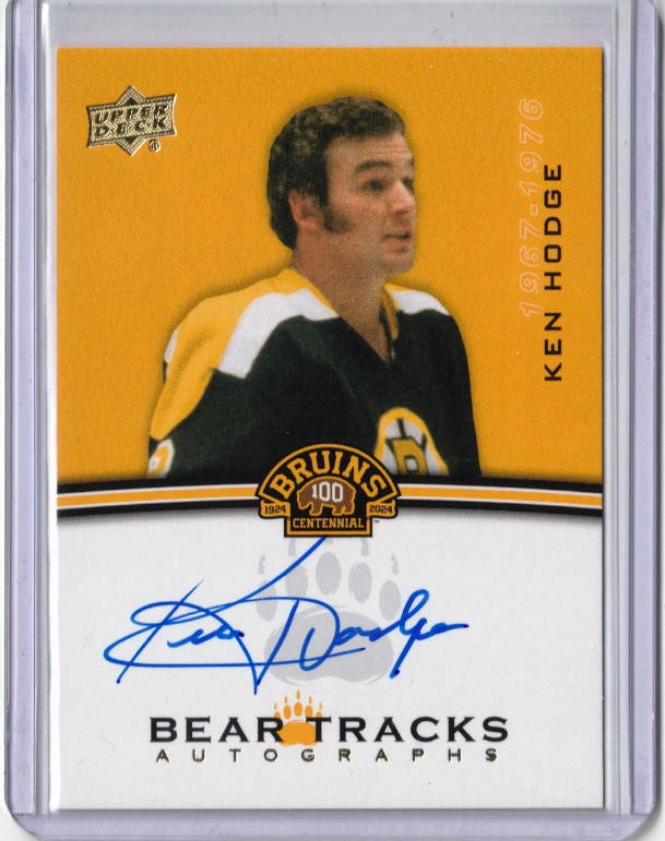 2023-24 Upper Deck Boston Bruins Centennial Bear Tracks Autographs Ken Hodge #BT-KH card