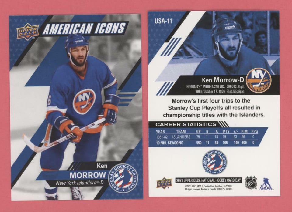 2020 Upper Deck National Hockey Card Day USA Ken Morrow #USA-11 card