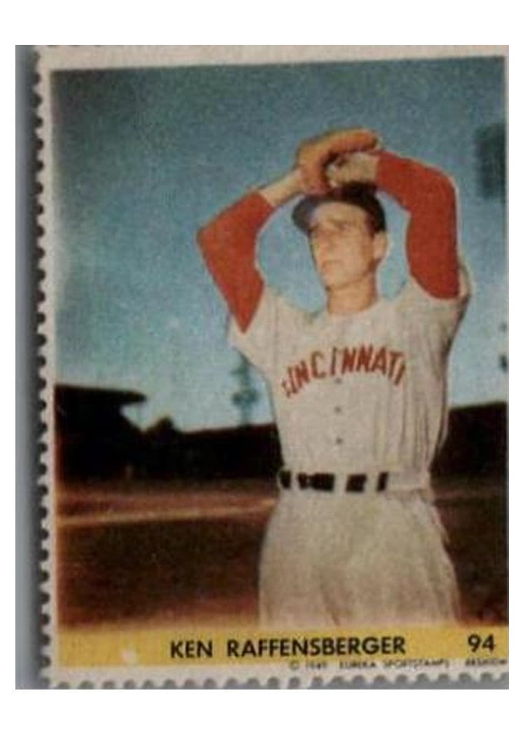 1949 Eureka Sportstamps Ken Raffensberger #94 card