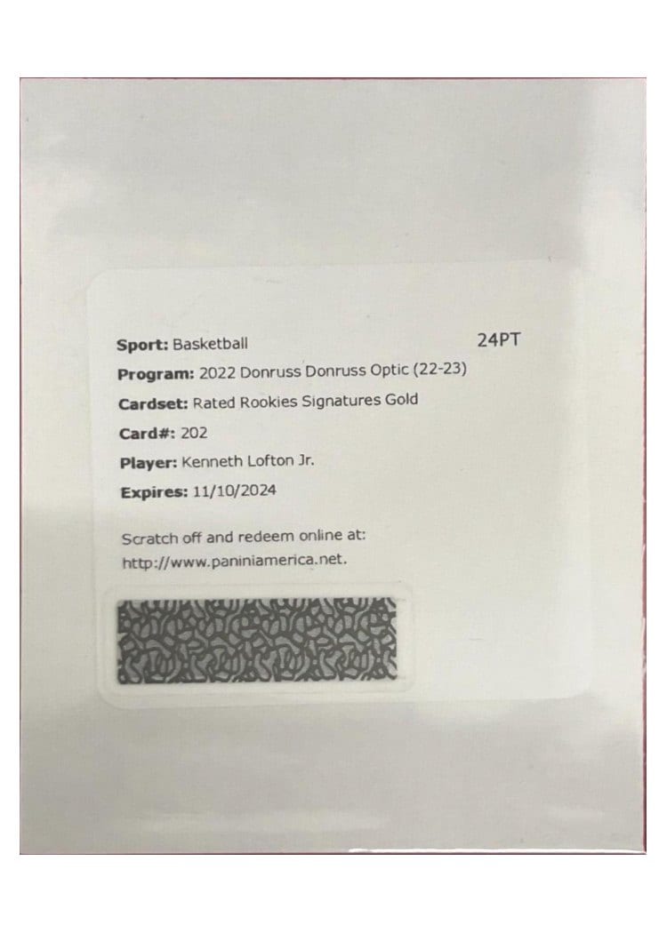 2022 Panini Donruss Optic Kenneth Lofton Jr. #202 card