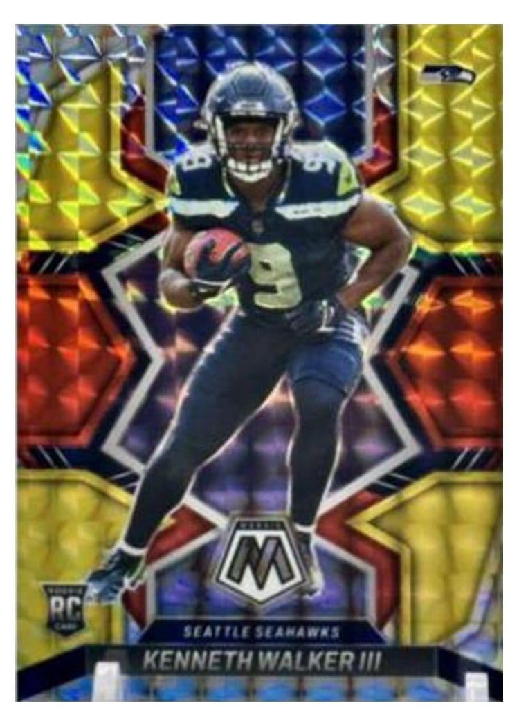 2022 Panini Mosaic Kenneth Walker III Choice Fusion Red Yellow #308 card