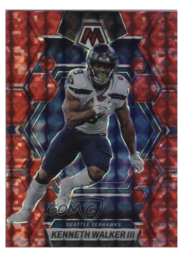 2023 Panini Mosaic Base Set Kenneth Walker III Camo Red #221 card
